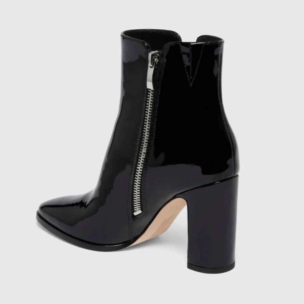 PAIGE Cleo Black Patent Leather Ankle Booties Size 8.5 NEW Women’s Boots Shoes